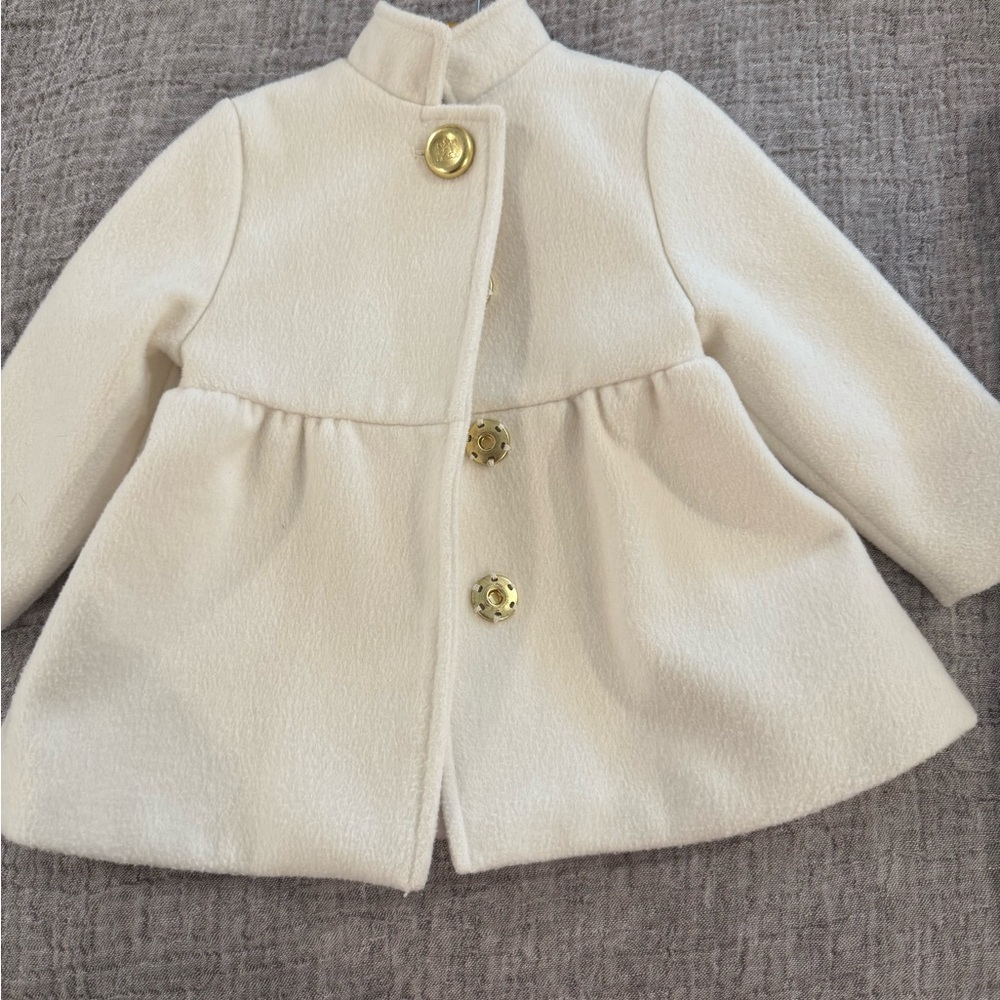 The Beaufort Bonnet Company Cream Pea Coat with Gold Buttons